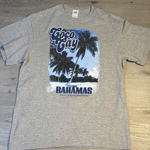 Y2K Coco Cay Bahamas Royal Caribbean Tourist T-Shirt Palm Trees Size L